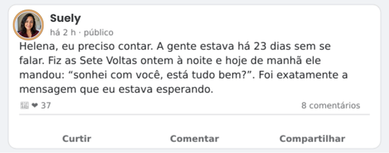 Exemplo ilustrativo de mensagem sobre reabertura de contato