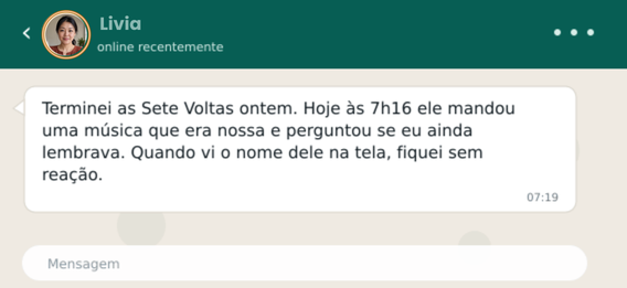 Exemplo ilustrativo de mensagem sobre reabertura de contato