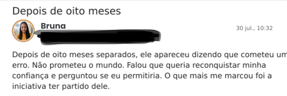 Exemplo ilustrativo de mensagem sobre reabertura de contato
