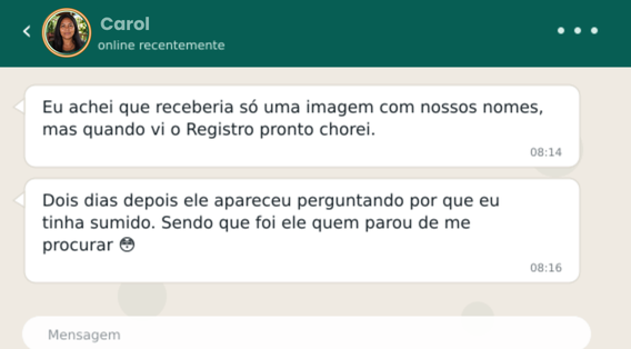 Exemplo ilustrativo de mensagem sobre reabertura de contato