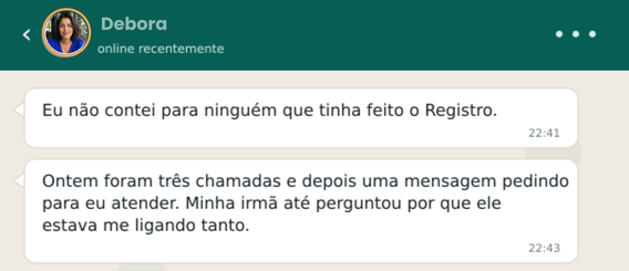 Exemplo ilustrativo de mensagem sobre reabertura de contato